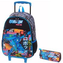 Kit Mochila Infantil Hero Escolar Rodinhas Tam G Com Estojo