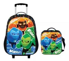 Kit Mochila Infantil Heróis Ghostforce Rodinha Tam G Escolar