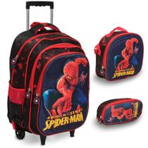 Kit Mochila Infantil Homem Aranha Carrinho Lancheira Térmica