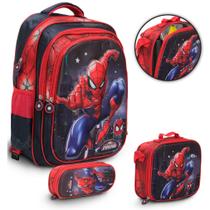 Kit Mochila Infantil Homem Aranha Costas Juvenil Resistente