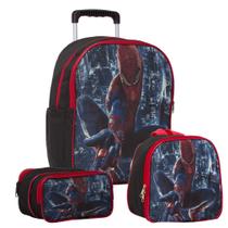 Kit Mochila Infantil Homem Aranha Menino Carrinho Resistente