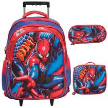 Kit Mochila Infantil Homem Aranha Rodinha 3D Resistente