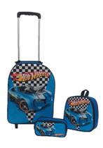 Kit Mochila Infantil Hotwheels Azul - DB