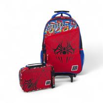 Kit mochila infantil juvenil adolescente escolar puxador rodinha estojo box fuseco Spider Man Kit mochila infantil juvenil adolescente escolar puxador rodinha estojo box fuseco Spider Man