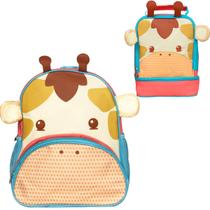 Kit Mochila Infantil + Lancheira Bolsa Térmica Escolar Meninas Meninos com Tema de Bichinhos Pets Zoo Escola e Passeio