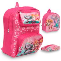 Kit Mochila Infantil Lancheira Estojo Skye Everest Cor Rosa