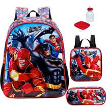 Kit Mochila Infantil Liga Da Justiça Costas Tam M Escolar