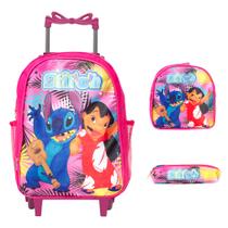 Kit Mochila Infantil Lilo & Stitch Rodinha Envio Imediato