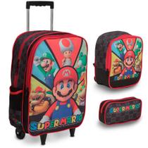 Kit Mochila Infantil Mario Com Rodinha Resistente Escolar Kit Mochila Infantil Mario Com Rodinha Resistente Escolar