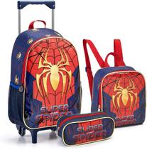 Kit Mochila Infantil Masculina Bolsa De Rodinha Homem Aranha Seanite