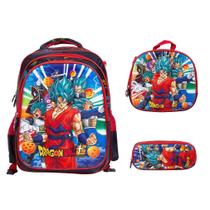 Kit Mochila Infantil Masculina Costas Dragon Ball 3D Grande