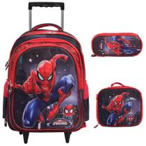 Kit Mochila Infantil Masculina De Rodinhas Homem Aranha 3d