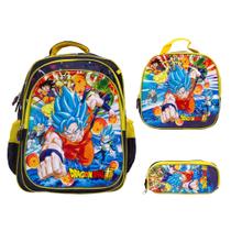 Kit Mochila Infantil Masculina Dragon Ball 3D Com Lancheira Kit Mochila Infantil Masculina Dragon Ball 3D Com Lancheira