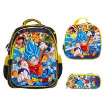 Kit Mochila Infantil Masculina Dragon Ball 3D Com Lancheira