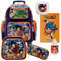 Kit Mochila Infantil Masculina Dragon Ball Rodinha e Itens