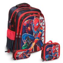 Kit Mochila Infantil Masculina Homem Aranha Costas Reforçada