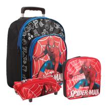 Kit Mochila Infantil Masculina Homem Aranha Creche Rodinhas