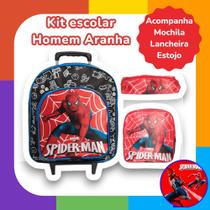 Kit Mochila Infantil Masculina Homem Aranha Creche Rodinhas