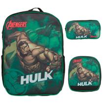 Kit Mochila Infantil Masculina Incrível Hulk Costa Lancheira