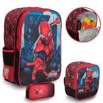 Kit Mochila Infantil Masculina Lancheira Estojo Homem Aranha