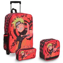 Kit Mochila Infantil Masculina Naruto Carrinho + Lancheira