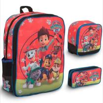 Kit Mochila Infantil Masculina Patrulha Canina Costas Mais Lancheira Térmica e Estojo
