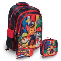 Kit Mochila Infantil Masculina Patrulha Canina Costas Tam G