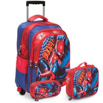 Kit Mochila Infantil Masculina Rodinha Homem Aranha 3 Pçs