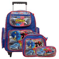 Kit Mochila Infantil Masculina Rodinha Sonic Racing Cor ul Kit Mochila Infantil Masculina Rodinha Sonic Racing Cor ul