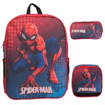 Kit Mochila Infantil Masculina Spider Man 3 Pçs Costas