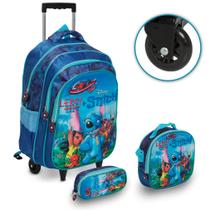 Kit Mochila Infantil Masculina Stitch Alto Relevo Carrinho