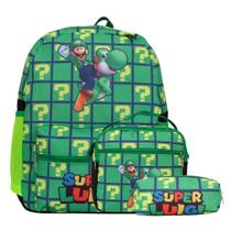 Kit Mochila Infantil Masculina Super Luigi Tam G Juvenil