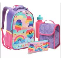 Kit Mochila Infantil Menina 5 Peças Lancheira Estojo Squeeze Seanite - 7908497404543 Kit Mochila Infantil Menina 5 Peças Lancheira Estojo Squeeze Seanite - 7908497404543