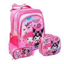 Kit Mochila Infantil Menina Carrinho 3D Com Lancheira