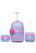 Kit Mochila Infantil Menina Escolar de Rodinha Lancheira Termica