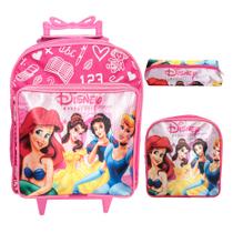Kit Mochila Infantil Menina + Estojo e Lancheira Escolar