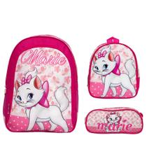 Kit Mochila Infantil Menina Gatinha Marie Rosa de Alças