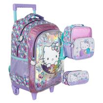 Kit Mochila Infantil Menina Hello Kitty S Holográfica Gliter