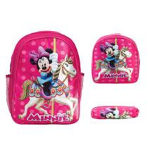 Kit Mochila Infantil Menina Minnie Costas Lancheira Rosa