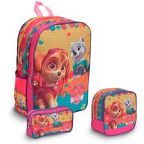 Kit Mochila Infantil Menina Patrulha Canina Lancheira Estojo