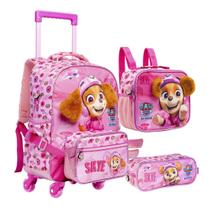 Kit Mochila infantil Menina Patrulha Canina Skye S Rodinha