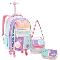 Kit Mochila Infantil Menina Rainbow Holográfica - Denlex