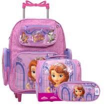 Kit Mochila Infantil Menina Rodinha Lancheira Princesa Sofia
