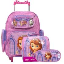 Kit Mochila Infantil Menina Rodinha Lancheira Princesa Sofia Kit Mochila Infantil Menina Rodinha Lancheira Princesa Sofia
