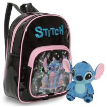 Kit Mochila Infantil Menina Stitch Costas Creche Com Pelúcia Kit Mochila Infantil Menina Stitch Costas Creche Com Pelúcia