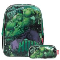 Kit Mochila Infantil Menino Costas Hulk Com Estojo Tam G Kit Mochila Infantil Menino Costas Hulk Com Estojo Tam G