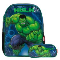 Kit Mochila Infantil Menino Hulk Costas Com Estojo Tam G Kit Mochila Infantil Menino Hulk Costas Com Estojo Tam G