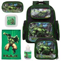 Kit Mochila Infantil Menino Incrivel Hulk Grande com Toalha