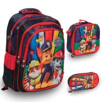 Kit Mochila Infantil Menino Paw Patrol Alça Costas 3 Pçs Kit Mochila Infantil Menino Paw Patrol Alça Costas 3 Pçs