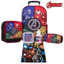 Kit Mochila Infantil Menino Rodas Avengers Itens Toys 2U